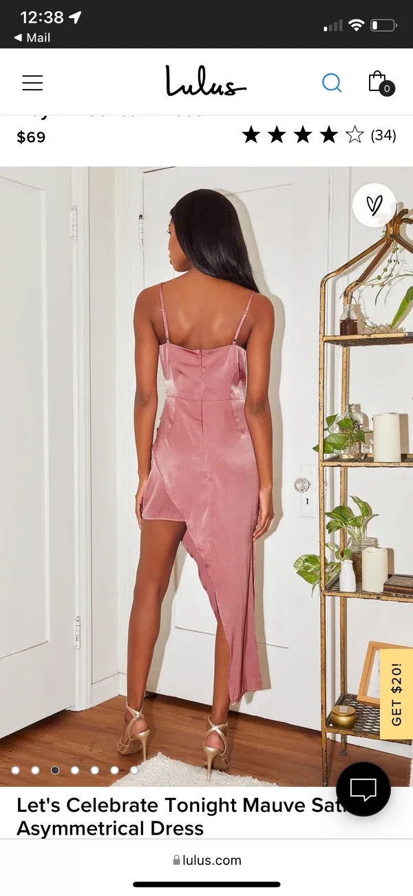 Lulus Mauve Satin Asymmetrical Dress - Image 3