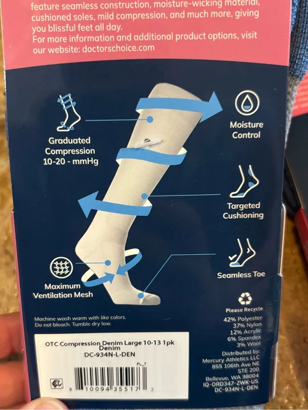 NWT *Bundle of 2 pairs* Doctor's Choice Women's Compression Socks sz 10-13 - Image 7