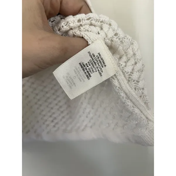 Alice + Olivia White Tevin Open Knit cropped drawstring Tank Top Size M coverup - Image 9