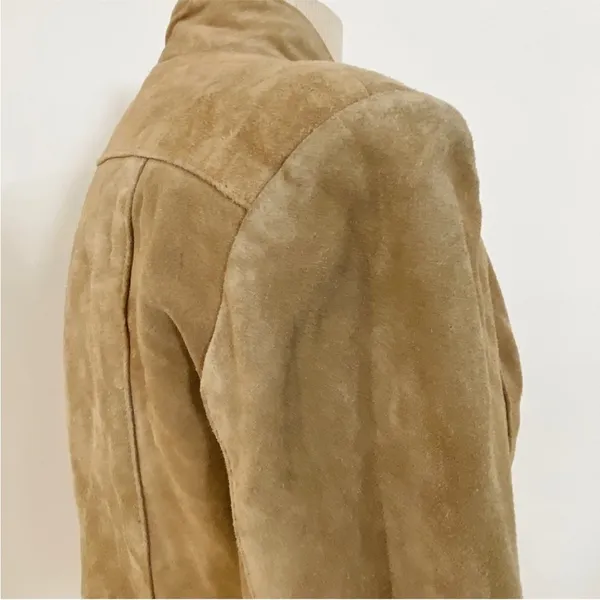 Vintage blazer cropped suede leather boho jacket Tan - Image 10