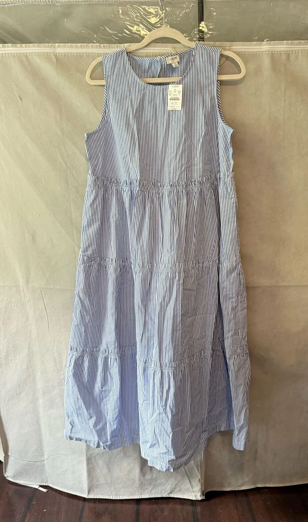 J. Crew striped sleeveless tiered midi dress - Image 2
