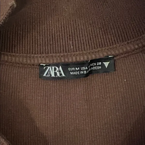 Zara Chocolate Brown Polo Crop Top - Image 2
