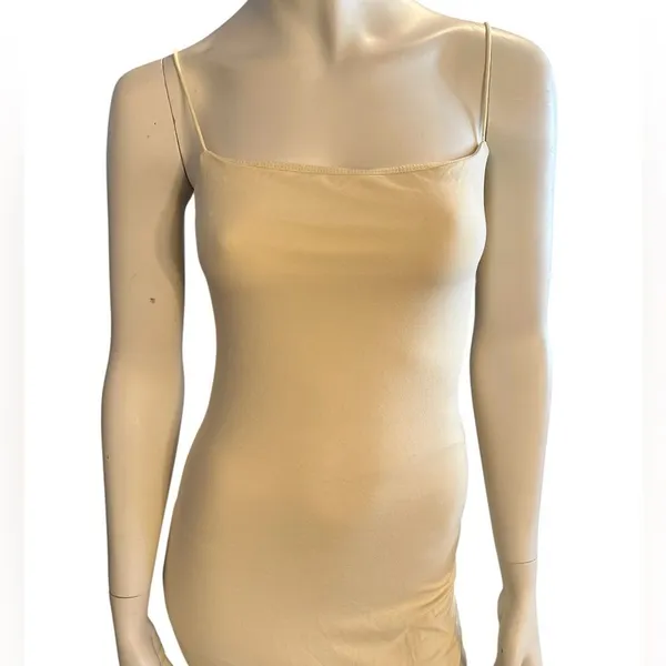 LILLUSORY Summer Casual Spaghetti Strap Double Lined Bodycon Dress Yellow M NWOT - Image 5