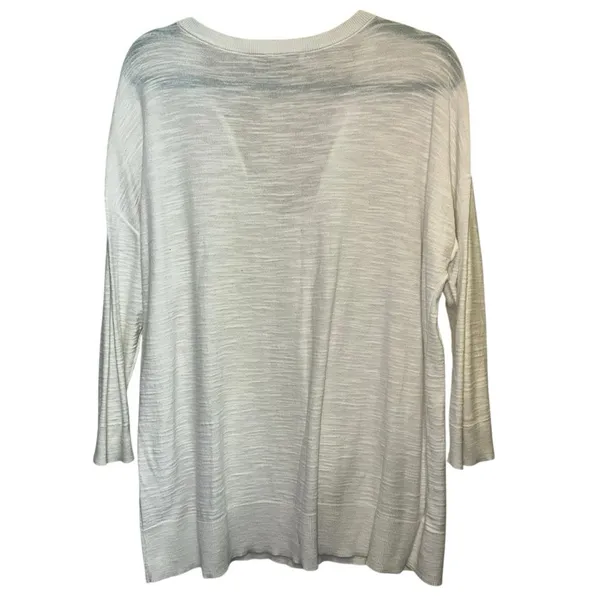 LOFT White Cotton‎ Split Neck Medium Lightweight Knit Top - Image 3