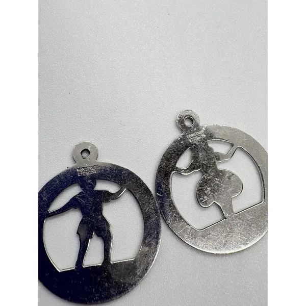 Vintage Forstner‎ Lot of 2 Boy Girl Charm Pendant Sterling 925 Silver 1960s 5.2g - Image 6