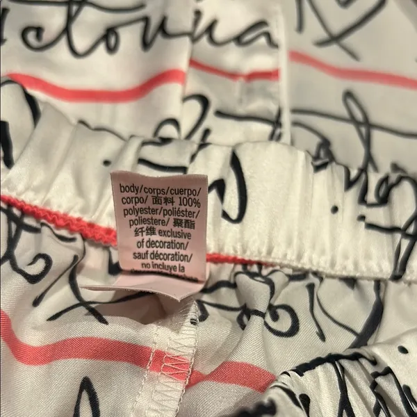 Victoria’s Secret Pink White Logo Two Piece Pajama Sleep Set Size Small - Image 6