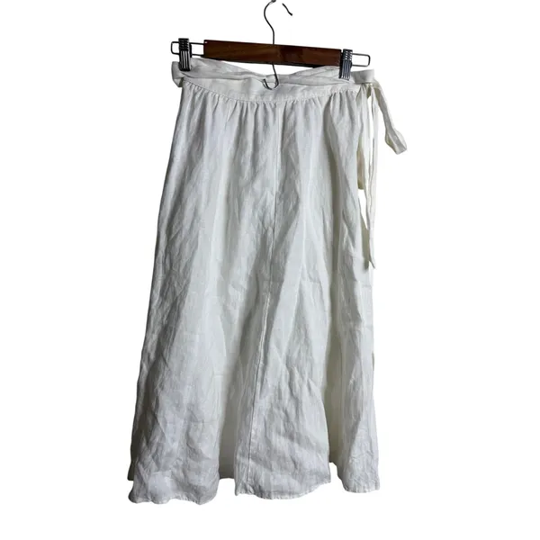 Reformation Molto Linen Wrap Skirt size XS White Midi - Image 2