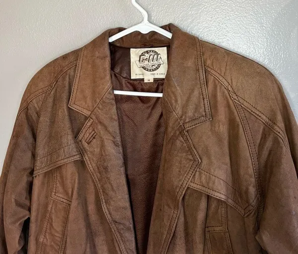 [G-III Global Identity] Vintage Brown Bomber Leather Jacket-Medium - Image 5