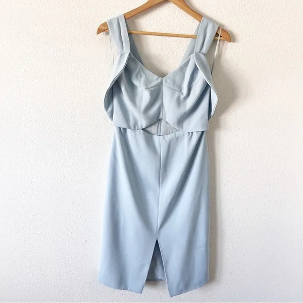 Elliatt Liberty Cornflower Blue Cold Shoulder Cocktail Wedding Guest Midi Dress - Image 2