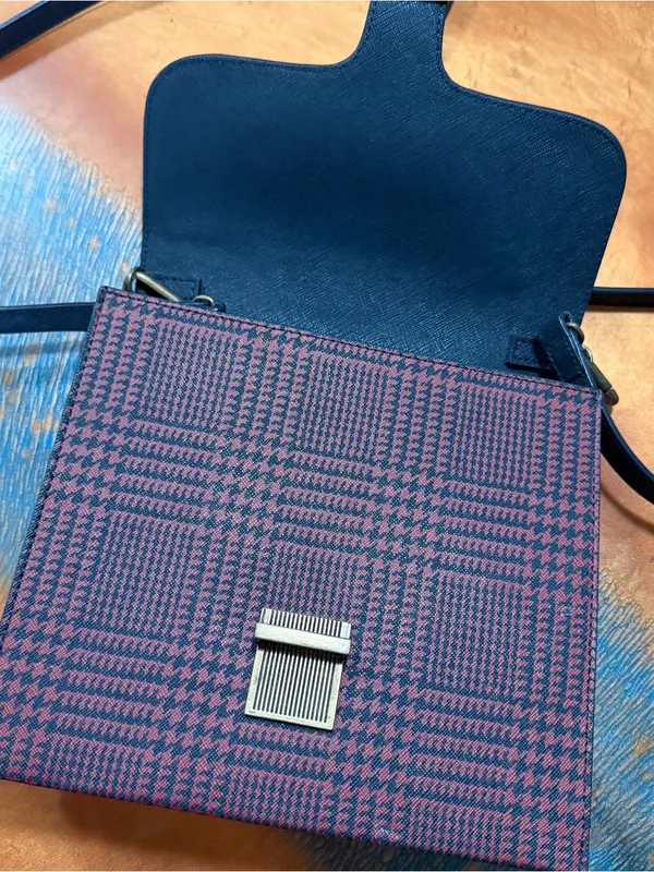 Vintage Brooks Brothers Red Fleece Crossbody bag houndstooth plaid - Image 10