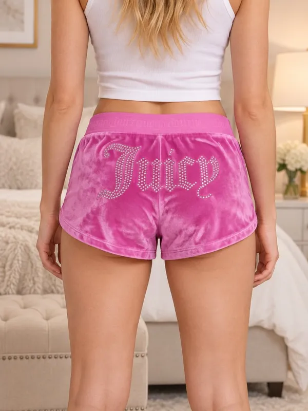 Juicy Couture 3-Pack Velour Lounge Shorts Black Pink Logo Size S NWT - Image 5