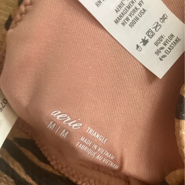 Aerie Womens Brown Tiger Striped Triangle Pique Bikini Swim Top - Image 8
