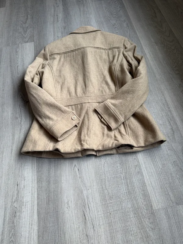 Rena Rowan Camel Wool Coat Size 10 | Classic Tailored Fall Winter Jacket - Image 11