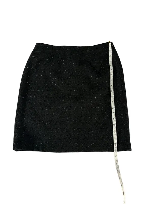 Laundry by Shelli Segal Skirt Womens 6 Black Sparkle Tweed Metallic A Line Party - Image 9