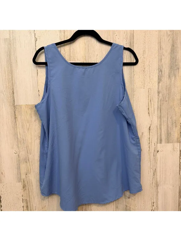 Women’s Size XL (16–18) Blue Sleeveless Pocket Blouse Tank Top - Image 2