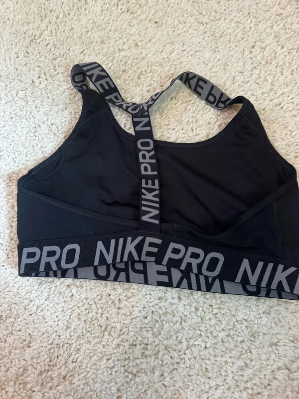 Black Nike bra with grey lettering - Image 2