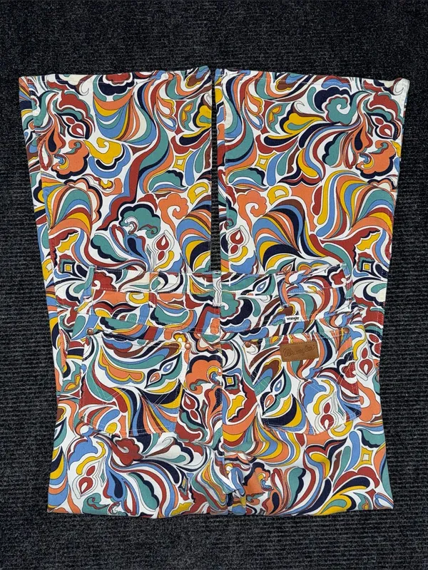 Free People x Wrangler Women’s Latigo Printed High Rise Flare Jeans Sz 32 x 34 - Image 3