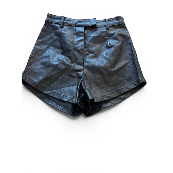 Princess Polly Black Faux Leather High Waisted Shorts Size US 0 Vegan Leather - Image 8