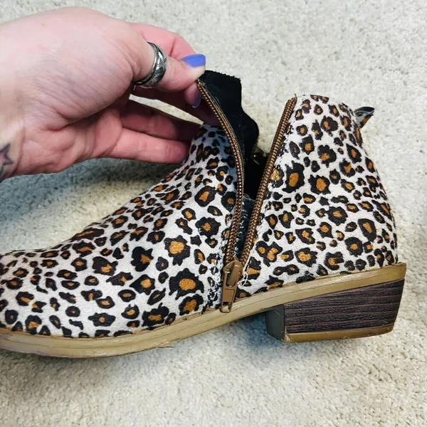 Women's Leopard Chunky Heels Ankle Boots Booties Round Toe Retro Party Shoe 7.5 - Image 8