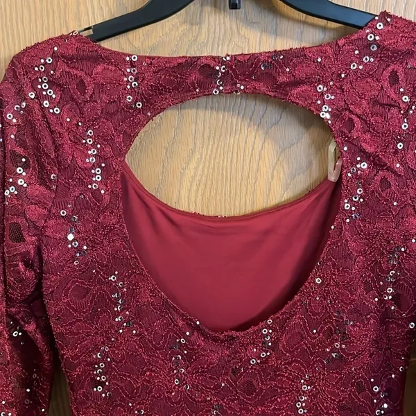 Ruby Rox‎ Red Lace Sequin Long Sleeve Dress New with Tags Large - Image 4