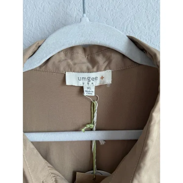 Umgee Women's‎ Taupe Button Drawstring Waist Cuffed Hem Romper Plus Size XL NEW - Image 6