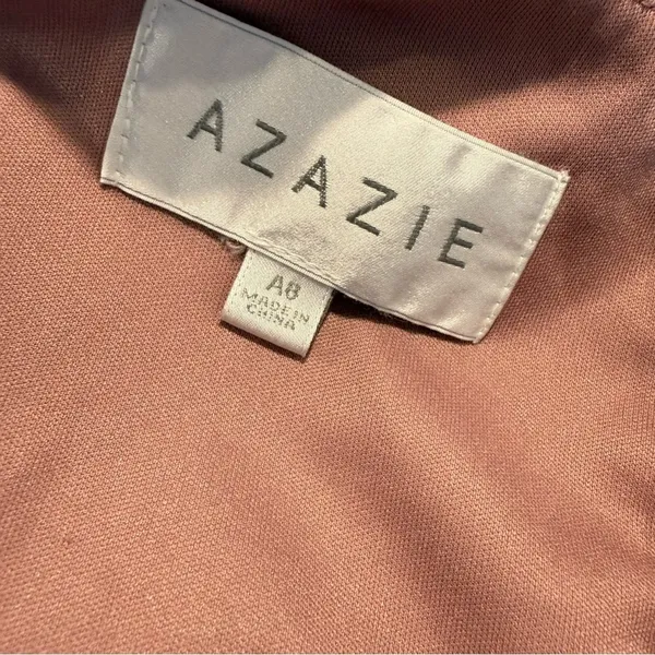 Azazie Leah Vintage Mauve Plunge Beaded Waist Maxi Dress Size 8 - Image 5