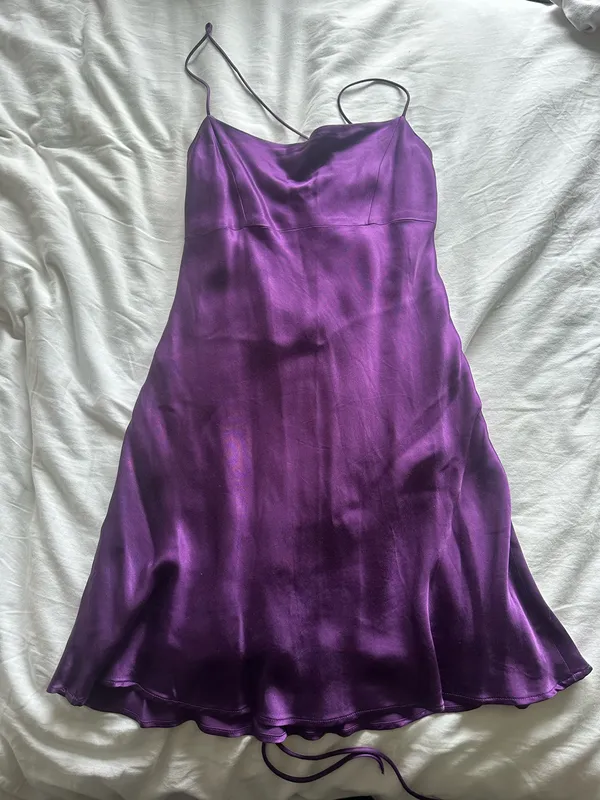 ZARA Purple Satin Mini Dress - Image 2