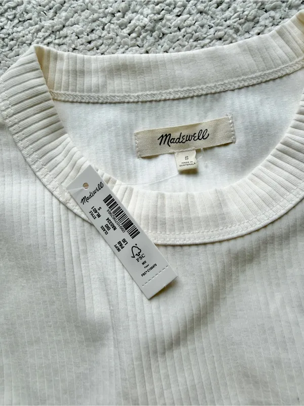 Madewell Crewneck Thong Bodysuit in Sleekhold Small NEW Lighthouse White - Image 5