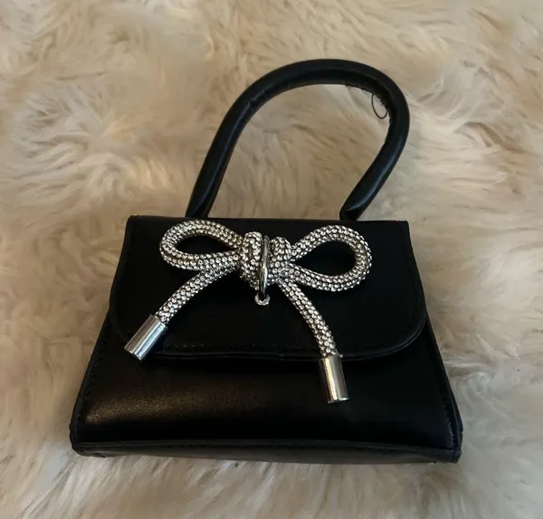 Elegant Black Handbag with Silver Accents - Image 4