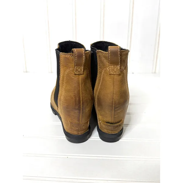 Sorel Lea Wedge Chelsea Boots Tan Leather Waterproof Ankle Womens 8 1886831286 - Image 3