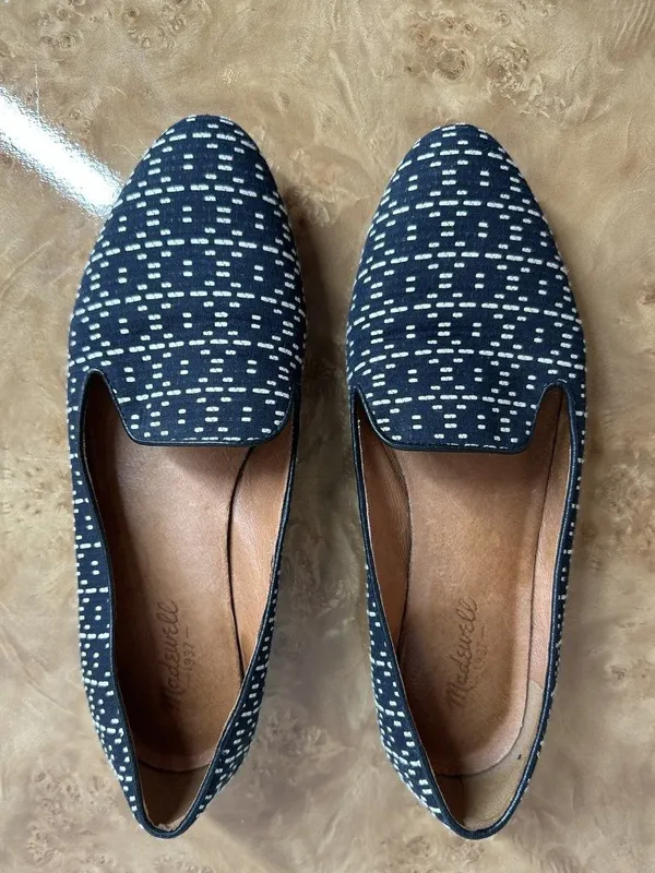 Madewell Black Linebreak Teddy Loafer Fabric Leather Lined Flat Shoes Size 9 - Image 2