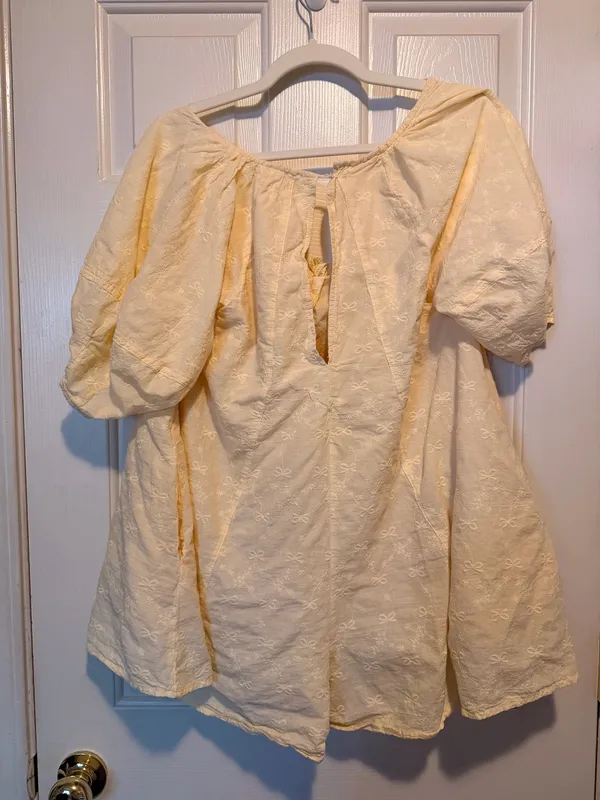 Butter Yellow Peach Love Eyelet Romper - Image 2