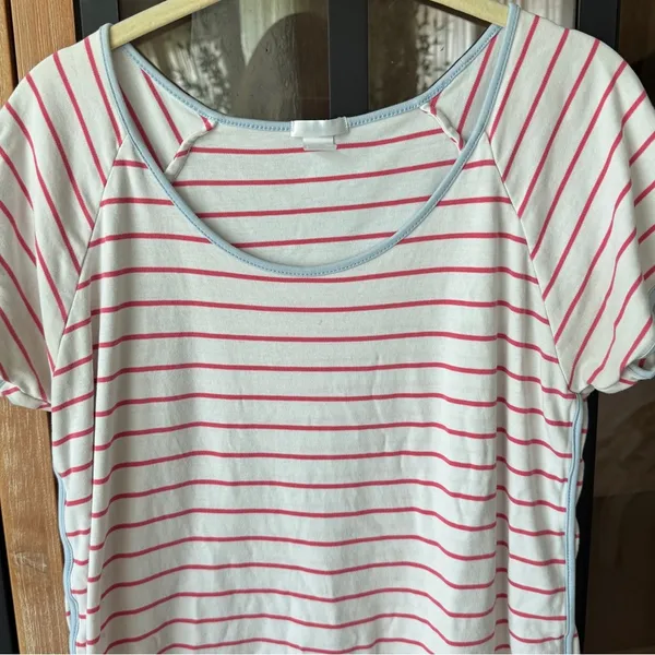 LAKE Pajamas short sleeve tee sorbet blue trim barbie pink stripes tshirt pima - Image 6