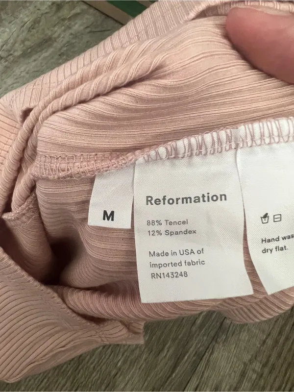 Reformation Pale Blush Ribbed Bustier-Style Tee - Image 9