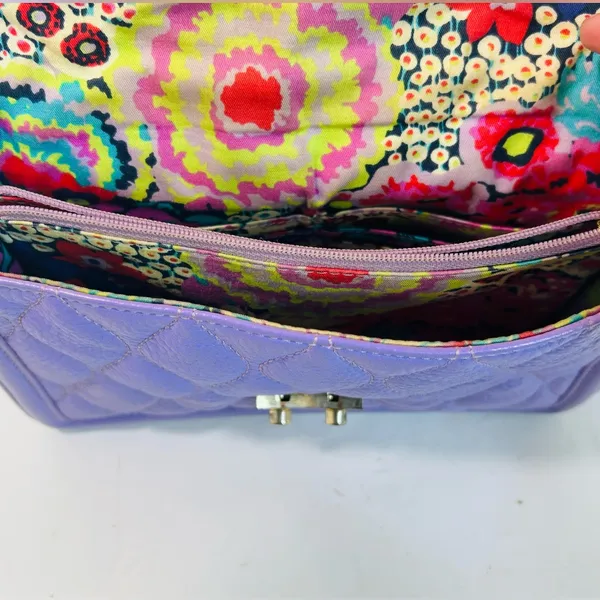 Vera Bradley Quilted Tess Crossbody Purse in Purple/Lavender Leather - Image 11