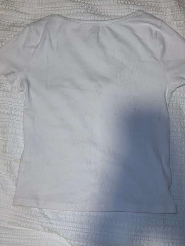 Hollister White Baby Tee Button-Up Top - Image 2