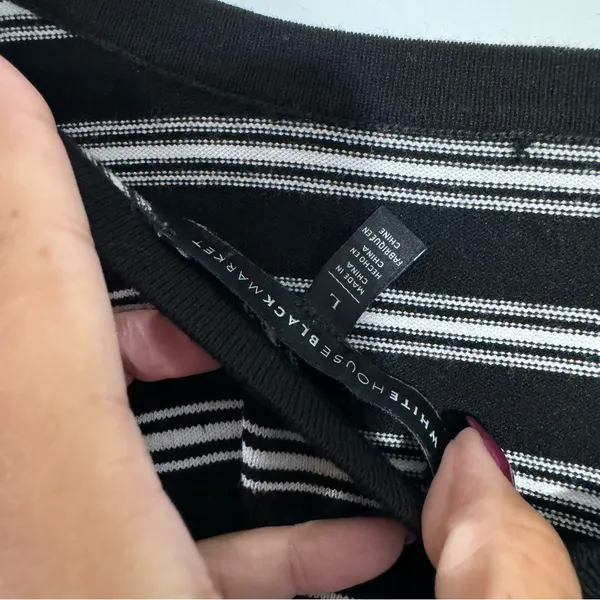 White‎ House Black Market Convertible Stripe Sweater Black White Large Office - Image 6
