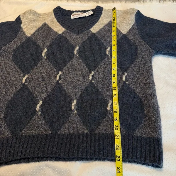 Vintage McGregor Wool Blend V Neck Argyle Sweater Women’s Sz XL (fits like Large - Image 7