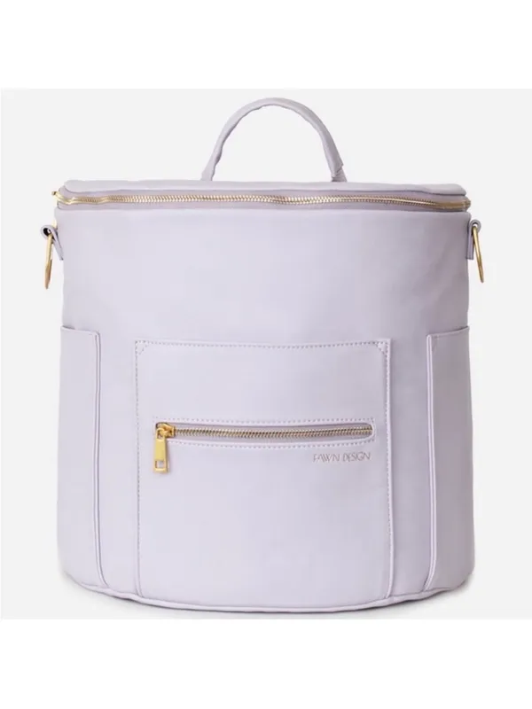 Fawn Design Lavender Leather Convertible Backpack Gold Hardware RARE flawed - Image 3