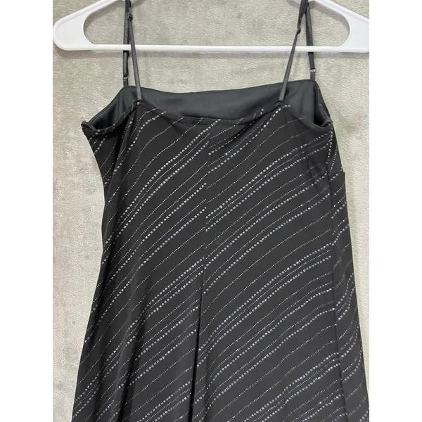 Vintage Y2K Glitter Stripe Asymmetrical Midi Dress Spaghetti Strap Fairy Grunge - Image 4