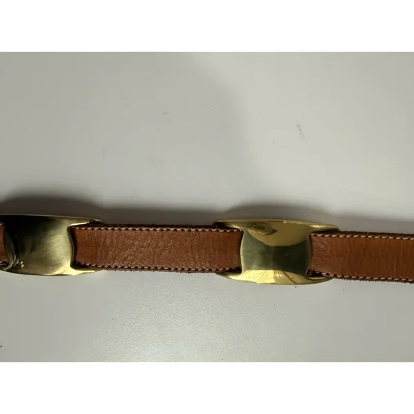 Vtg DKNY‎ Belt Womens Tan Leather Gold Tone Concho Southwest Cowboy 90s 34" M/L - Image 8
