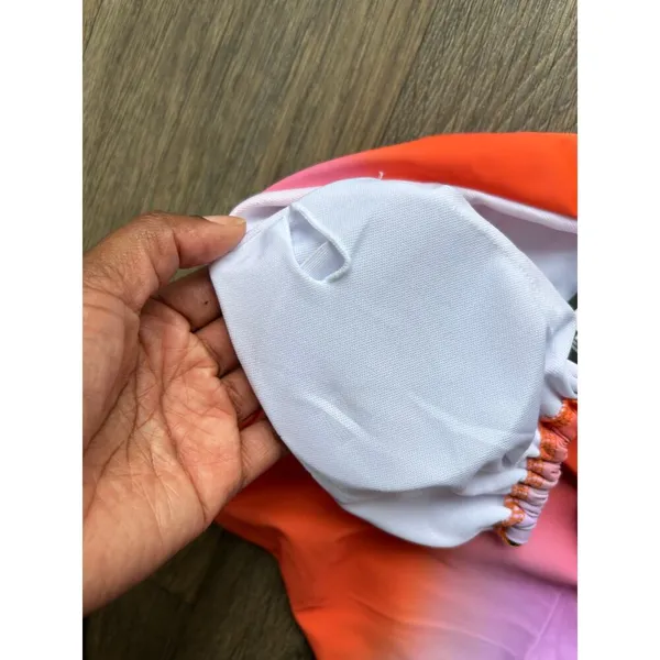 PrettyLittleThing Orange Multi Ombre Bandeau Swimsuit Size US 6 - Image 7