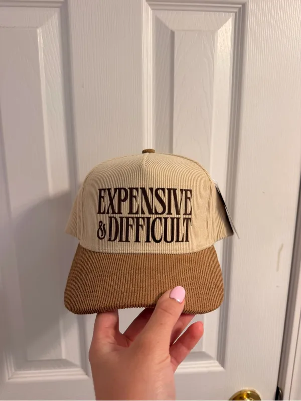NWT EXPENSIVE & DIFFICULT Two-Tone Corduroy Trucker Hat- Beige & Brown - Image 2