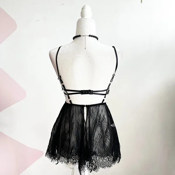 Black Lace Babydoll Tank Top, Goth Whimsigoth Grunge Indie‎ Sleaze Small - Image 2