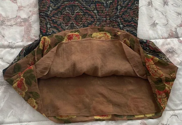 Free People brown floral smocked fit & flare lined blouse, size XS bohemian - Image 9