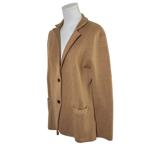 Crew Camel Cotton Sweater Blazer Patch Pockets Women's M Tan Size M - Image 3