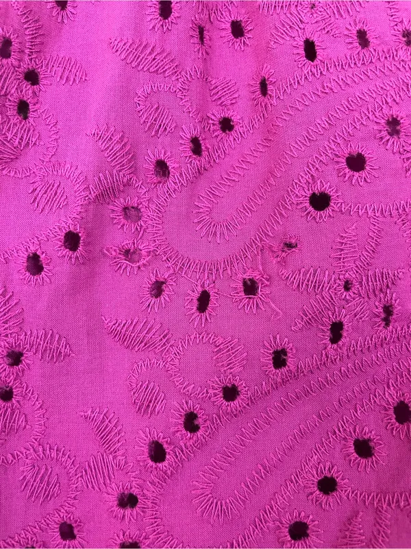Evereve Magenta Eyelet Button-Front Blouse Size Medium - Image 6