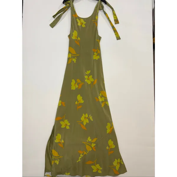 Soleil Soleil Ines green floral silk Dress Size 2 - Image 3