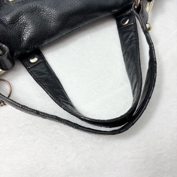 B Makowsky Large Black Genuine Leather Handbag‎ Lombard Satchel - Image 11