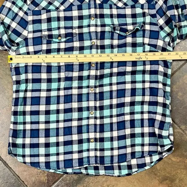 Jachs Girlfriend Bea Plaid Flannel Pearl Snap Western Shirt XL - Image 4